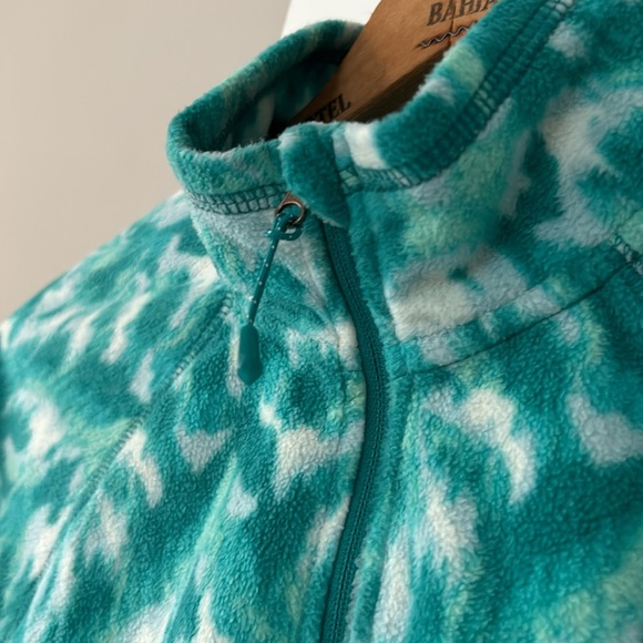 Eddie Bauer 1/2 Zip Recycled Fleece Pullover Sea-foam Green White Abstract Print - Picture 4 of 15